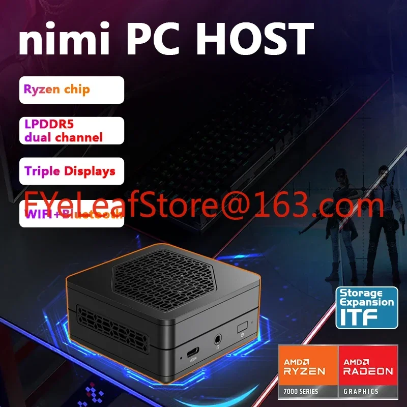 Alta calidad 8cm N100 mini PC AMD R7 7840U Octa Core Mini PC para juegos RX780M GPU portátil DDR5 Mini PC