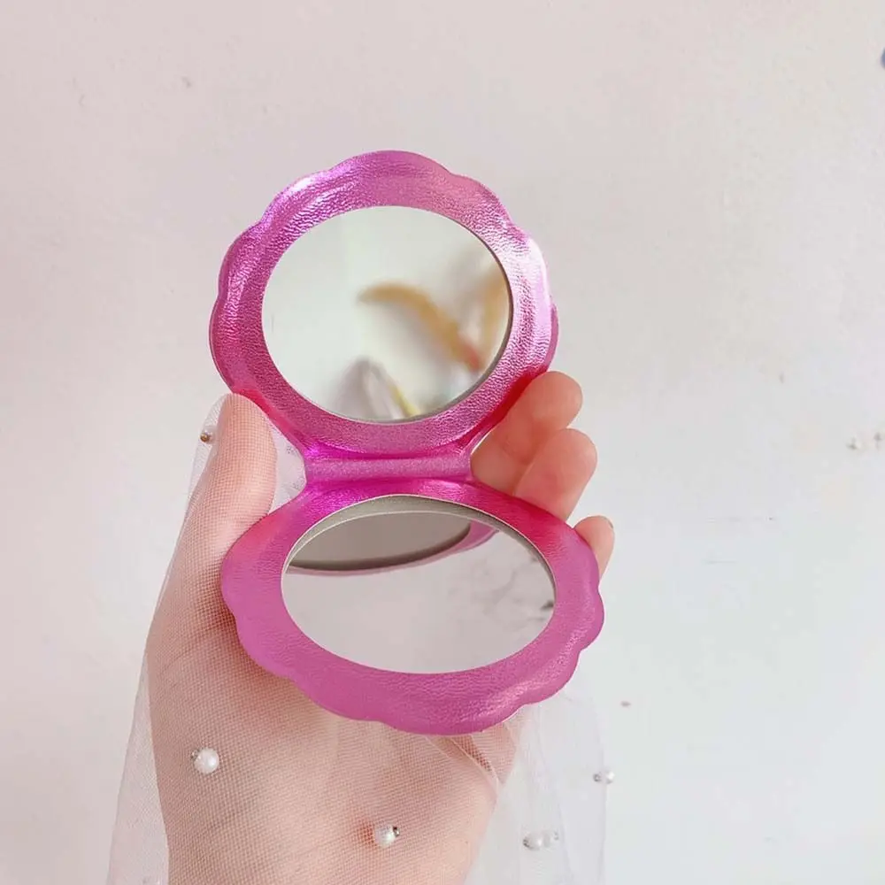 1Pc Bling Shell Double-Sided Compact Makeup Mirrors Portable Small Mini Pocket Mirror Makeup Tool Purse Travel Bag Mirror