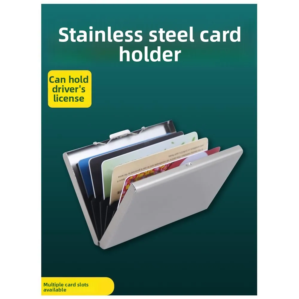 High-End Metal Card Holder Ultra-Thin Stainless Steel Anti-Magnetic Small Card Box Anti-Theft Bank Card Cover Men's Wallet