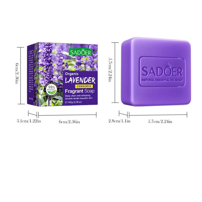 100g Organic Lavender Essential Oil Soap, Cleans the Body, Cleanses the Face, Washes Hands, Has a Fresh Scent, Is Gentle, and Does Not Harm the Skin view 5