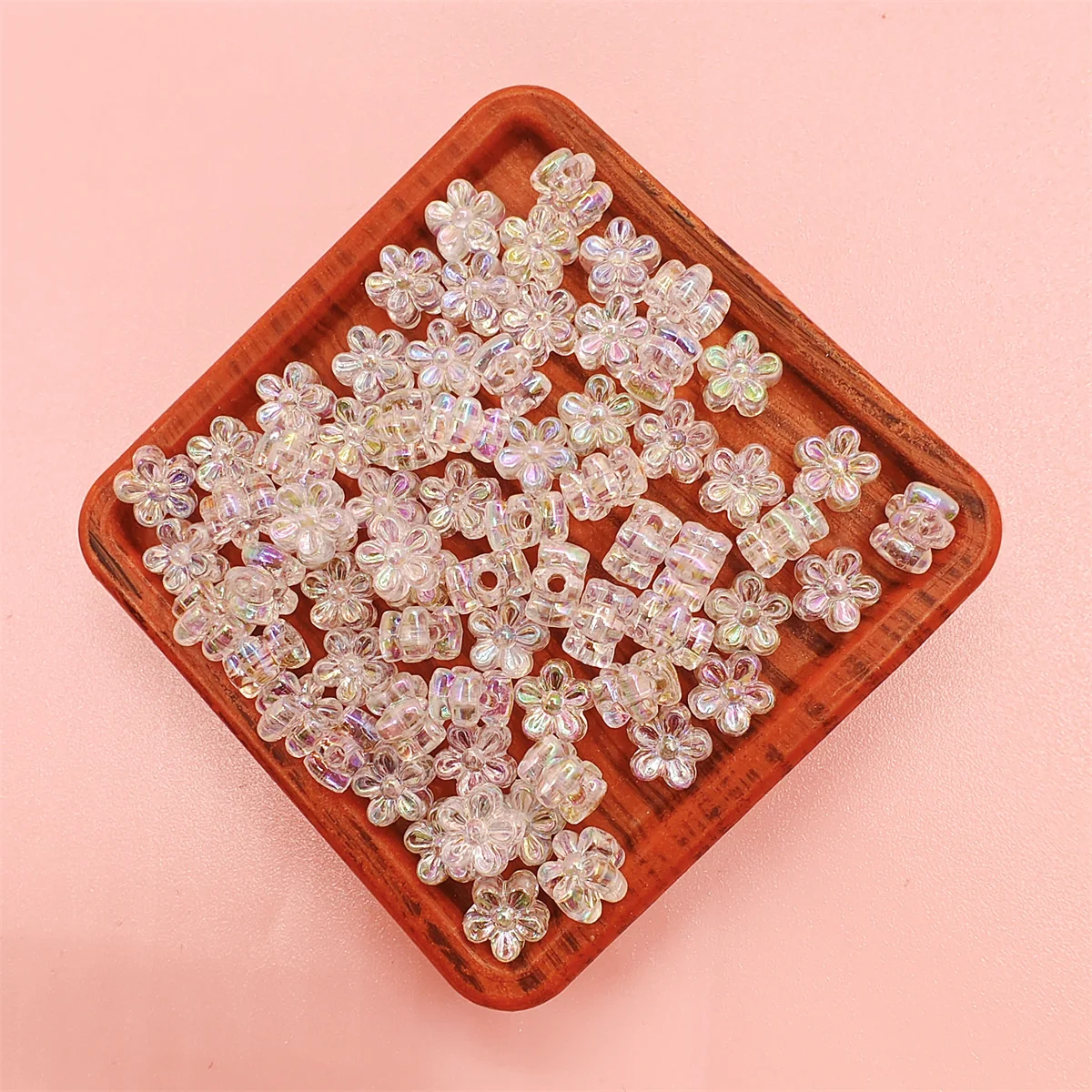 7mm For Jewelry Making Acrylic 80pcs/Lot Loose AB Plating Spacer Beads Plum Blossom Beads Mixed Bracelet Necklace DIY