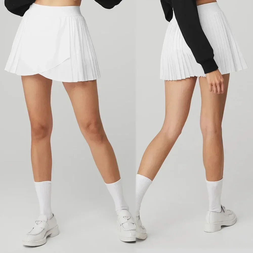 AL Summer Tennis Dance Fitness Skirt Goddess Yoga Sexy High Waist Breathable Sports Shorts Frill Skirt Hidden Pocket Pants Skirt