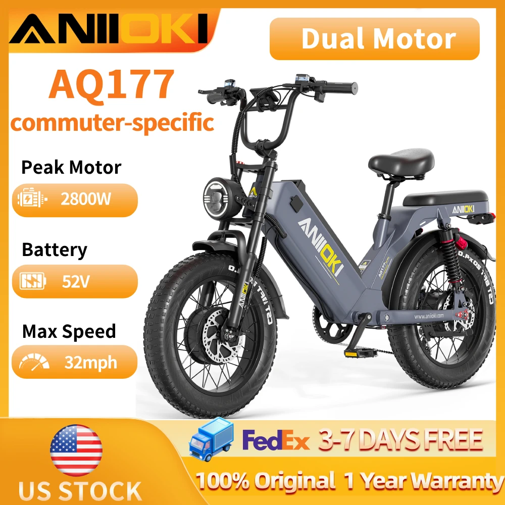 

ANIIOKI Electric Bike 2800W 52V 32MPH Commuting Ebike Long Battery Life Electric Bike AQ177 Pro Adult Electric Bicycle