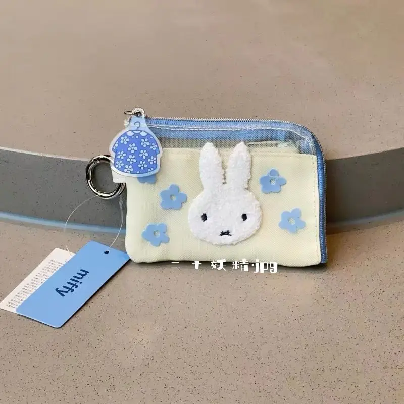 Cartoon Miffy Rabbit Mesh Embroidery Key Case Portable Coin Purse Card Holder Lovely Bag Charm Mini Hanging Pouch Daily Kawaii view 4