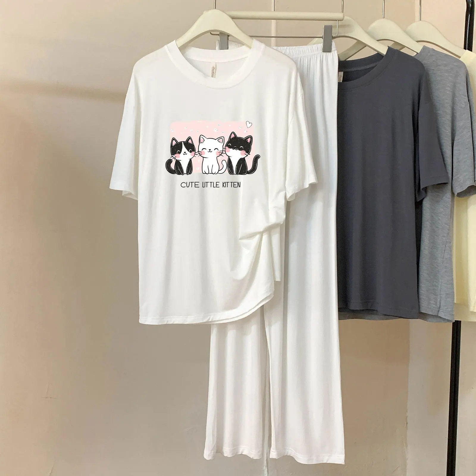 

Dc106 Strawberry Rabbit Cartoon Print Two-Piece Short-Length Modal Cotton Short-Sleeved Trousers Women's Pajama Set Spring and