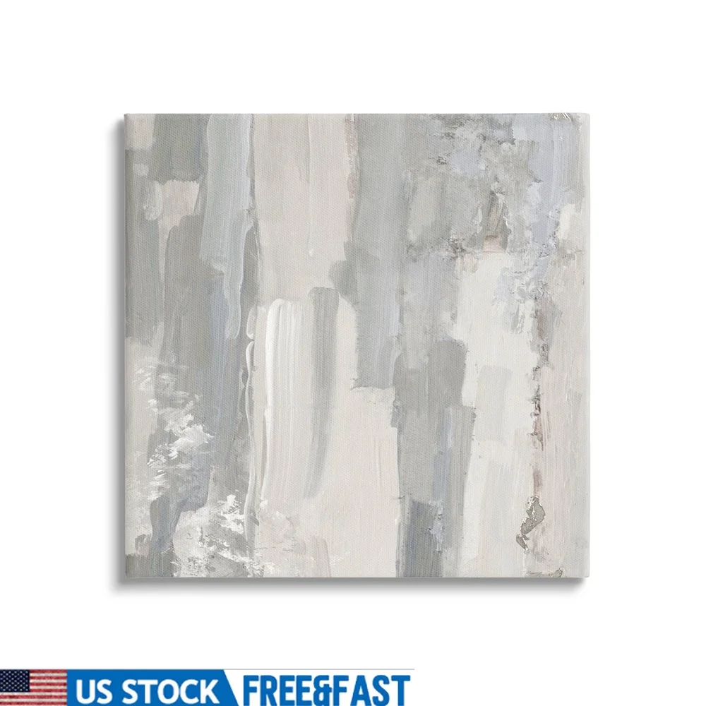 

Grey Abstract Canvas Art Modern Wall Decor Ready to Hang Gallery Wrapped Print Home Living Room Office Decor 17 Inch