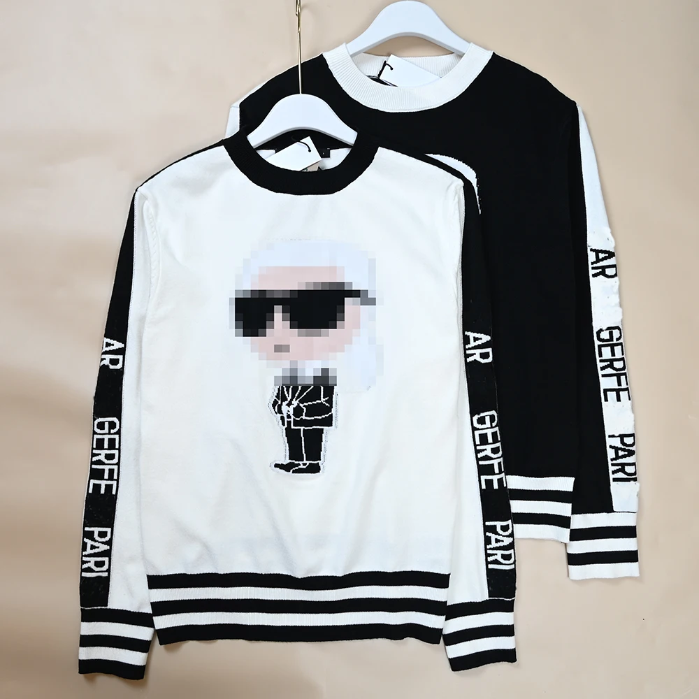 

Loose Fit Long Sve round Ne Knitted Sweater Color Woven Cartoon Pattern New Sle for Women Commute Autumn Winter Faion