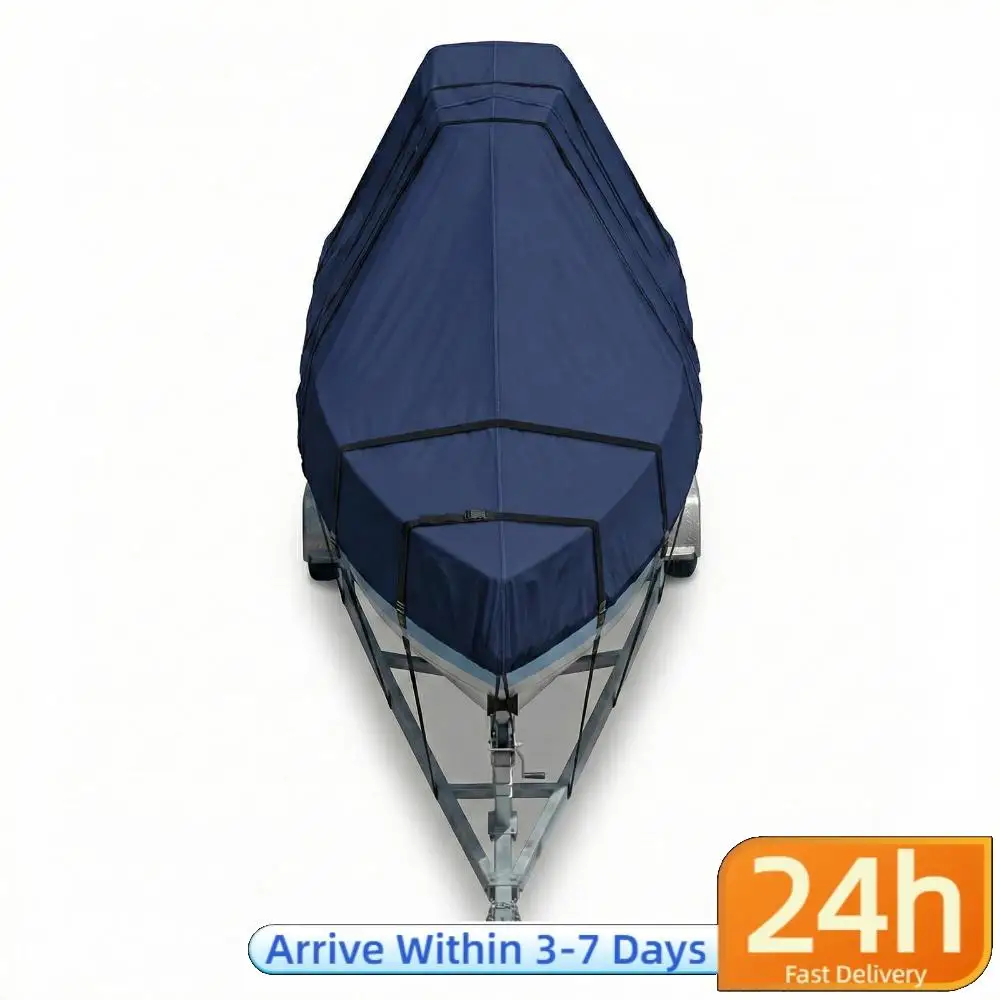 

1200D Center Console Boat Cover with Motor Covering & Adjustable Buckle Rainproof Lure Boat Sleeve UV-Proof For Protecting Roof