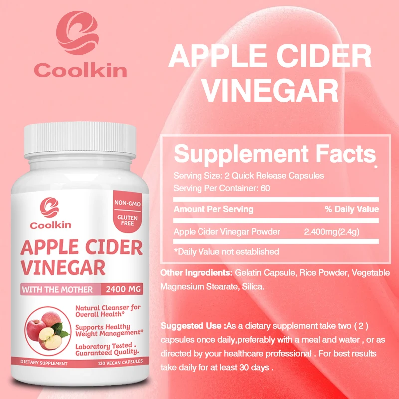 Apple Cider Vinegar Capsules 2400mg - Promotes Detoxification and Cleansing, Supports Weight Management