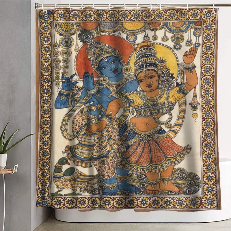 Traditional Ancient Hinduism Lord Of Love And Devotion Radha Krishna South Indian Style Shower Curtain By Ho Me Lili Bath Decor