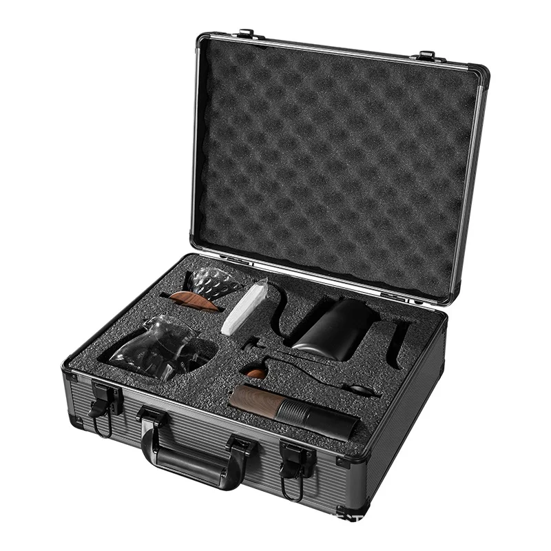 Outdoor coffee set, internet celebrity killer box grinder, sharing pot, filter cup, thermometer, portable coffee gift box set