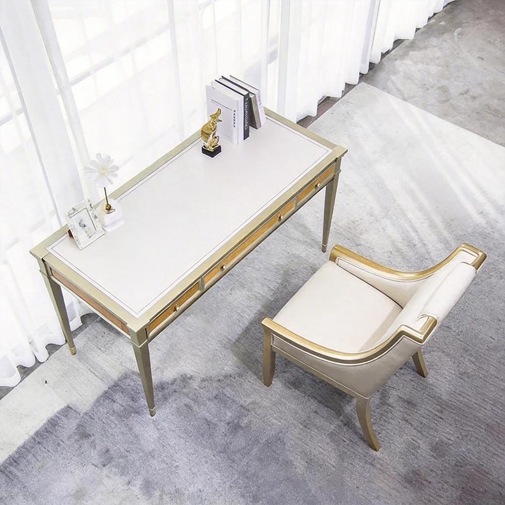 #American Vanity Desk With LED Mirror And Storage Drawers Durable Solid Wood Makeup Table For Bathroom And Bedroom Use