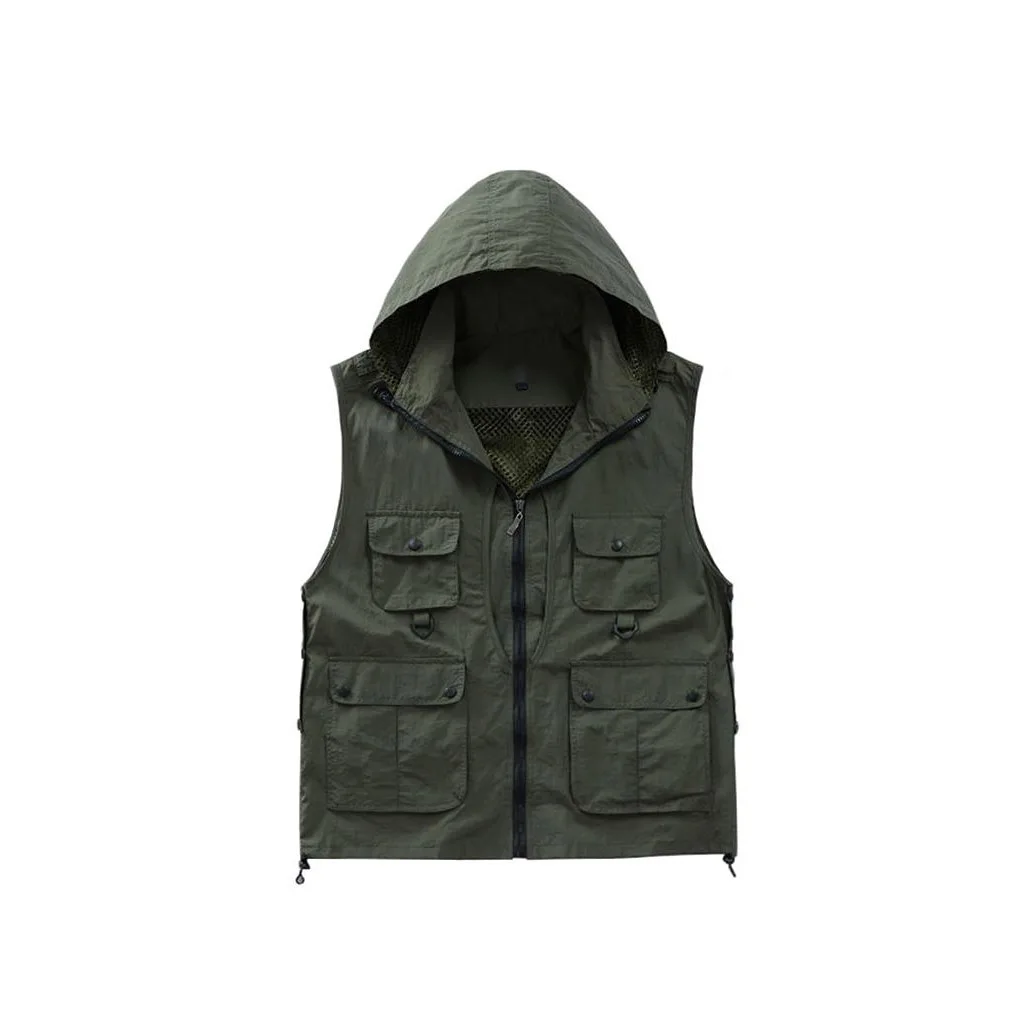 Vest Solid Color Breathable Fast Drying Multi-pocket Camping Waistcoat