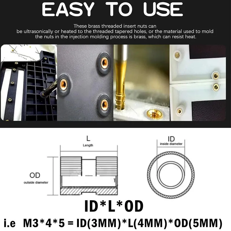 Thermal Fusion Copper Nut 3D Printer Accessories M2 M2.5 M3 M4 M5 M6 80PCS/220PCS Copper Inlay Brass Boxed Inserted Through Hole