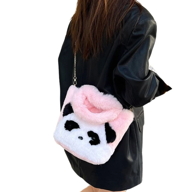 Comfortabele pluche panda handtas crossbody tassen Trendy en comfortabele schoudertas voor dames