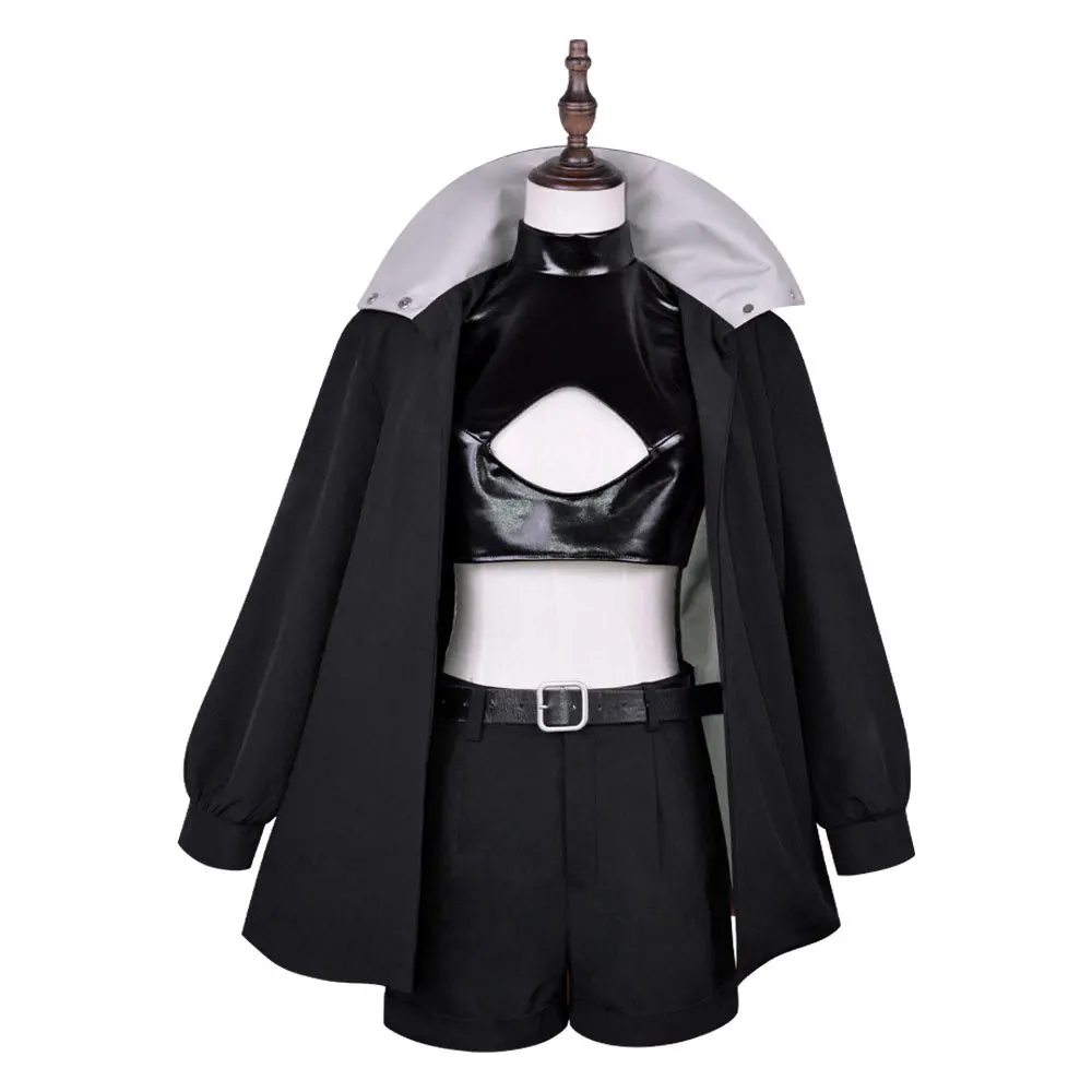 Nanakusa Nazuna Cosplay Call of the Night Costume Wig Black Cloak Jacket Leather Ves      t Shorts Outfit Yofukashi No Uta Women