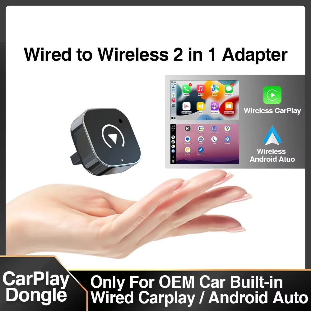 2025 NOUVEAU Dongle sans fil CarPlay et Android Auto, connexion automatique rapide, Plug & Play compact pour iPhone/Android, USB/USB-C, sans délai