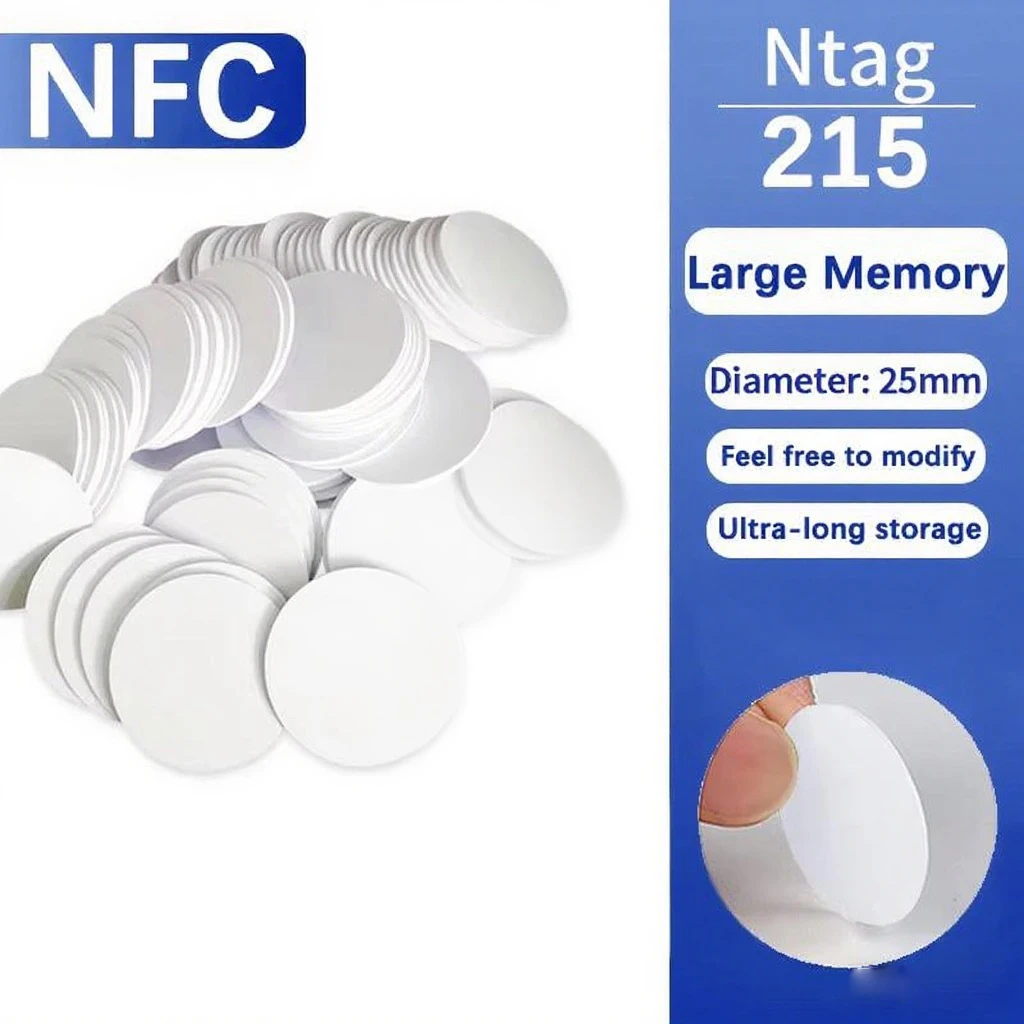 

NFC Ntag215 13,56 МГц NFC-карта для склеивания монет ISO/EC14443A 25 мм водонепроницаемый ПВХ 215 электронные метки