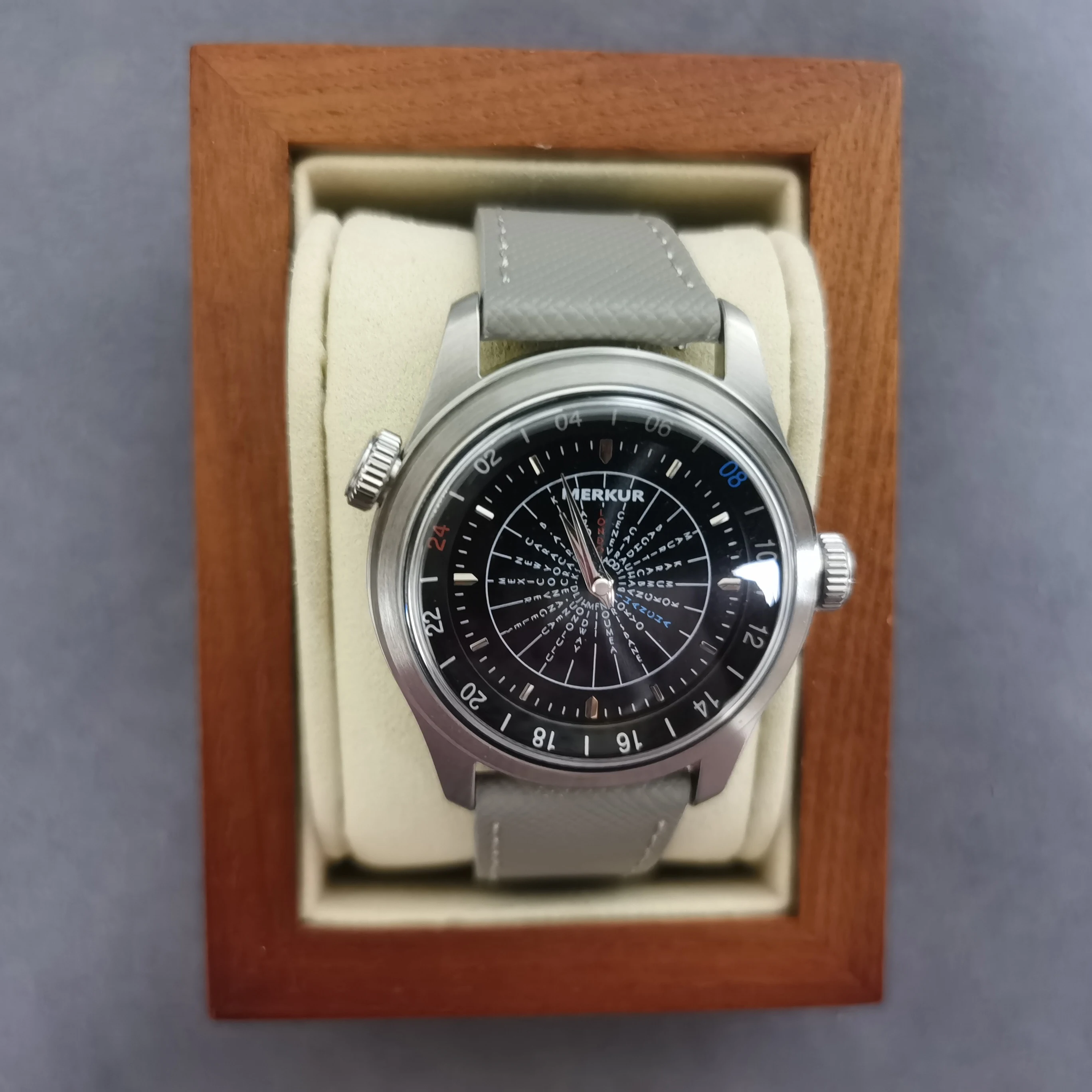 Мужские часы MERKUR PilotWatch 38,5 мм, механические наручные часы с наручным заводом мирового времени, стекло KM