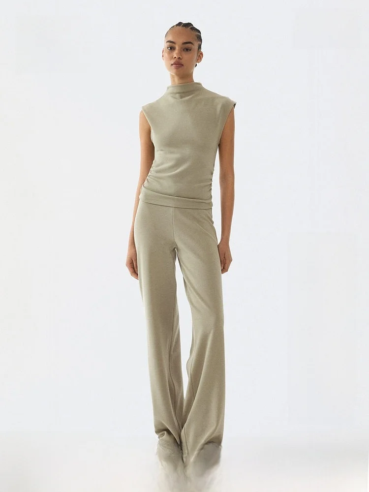 

Новая летняя женская футболка H&M с высоким воротником, повседневный стиль, из полиэстера и спандекса, приталенная, с коротким рукавом, цветная