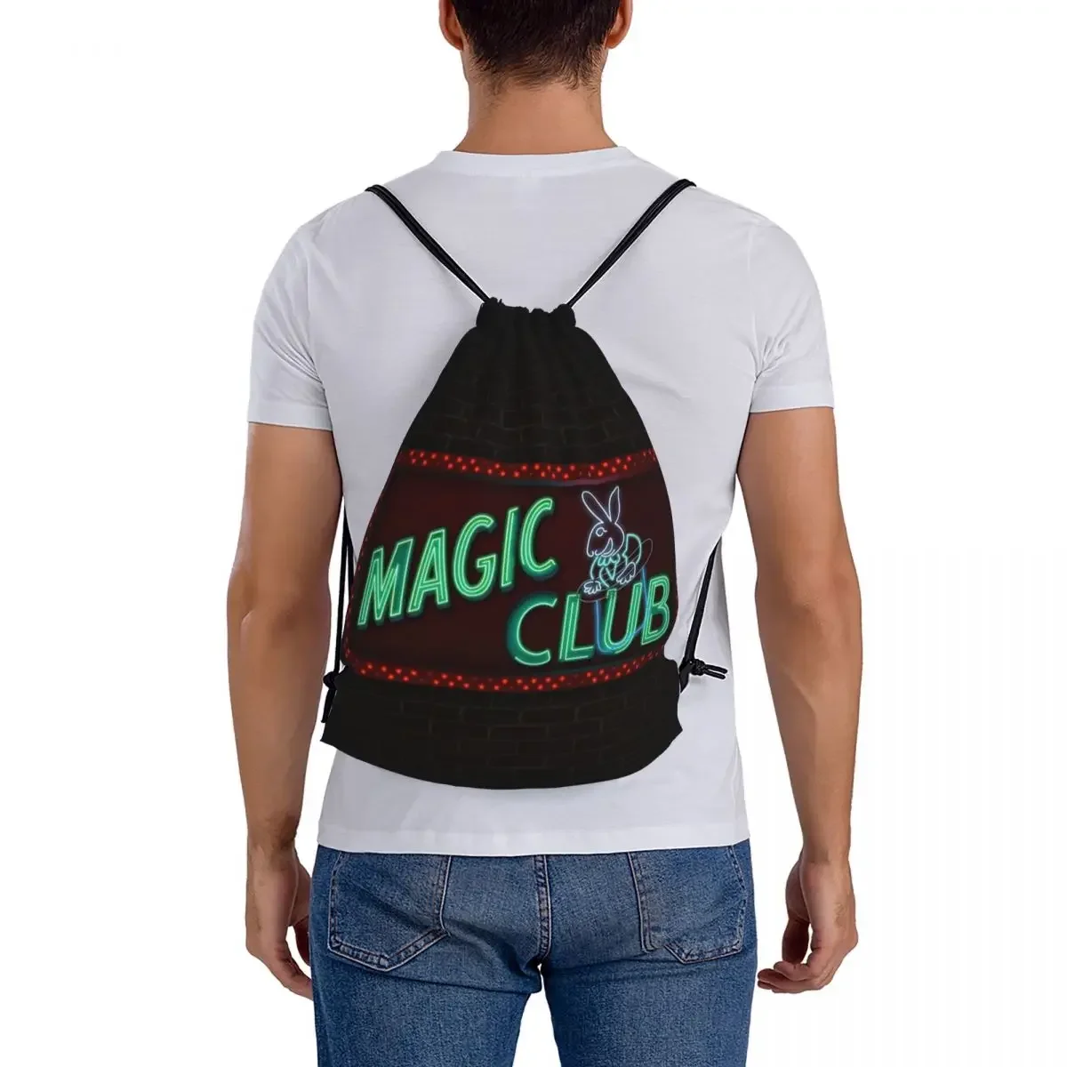 Mochilas Magic Club, bolsas con cordón portátiles a la moda, paquete con cordón, bolsa deportiva de bolsillo, bolsas para libros para hombre, mujer, estudiantes