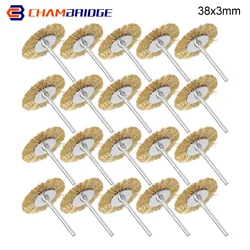 10/20/30pcs Brass Brush 38x3mm Wire Brush Drill Mini Polishing Tool Dremel Rotary Tools For Metal Rust Removal Polish Clean