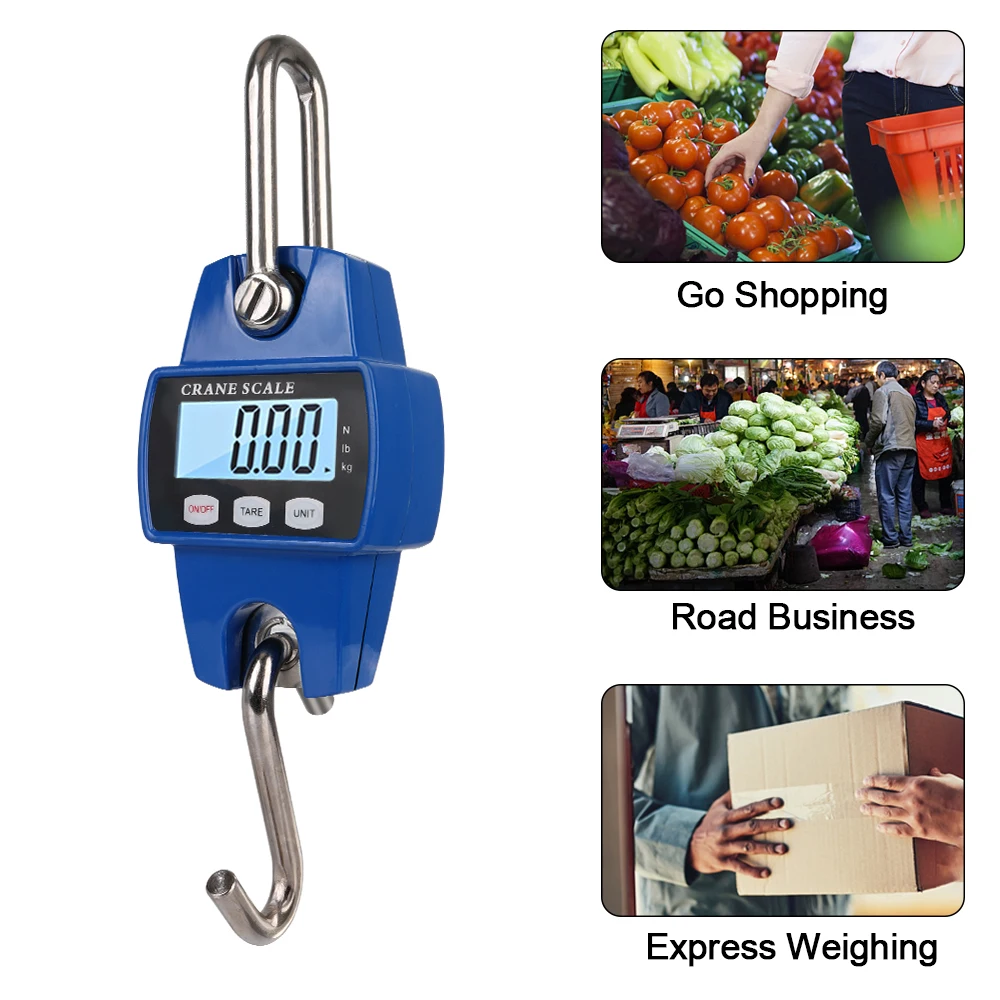 Portátil Eletrônica Digital Crane Scale Peso 300 kg Aço Inoxidável Heavy Duty Hanging Hook Scales