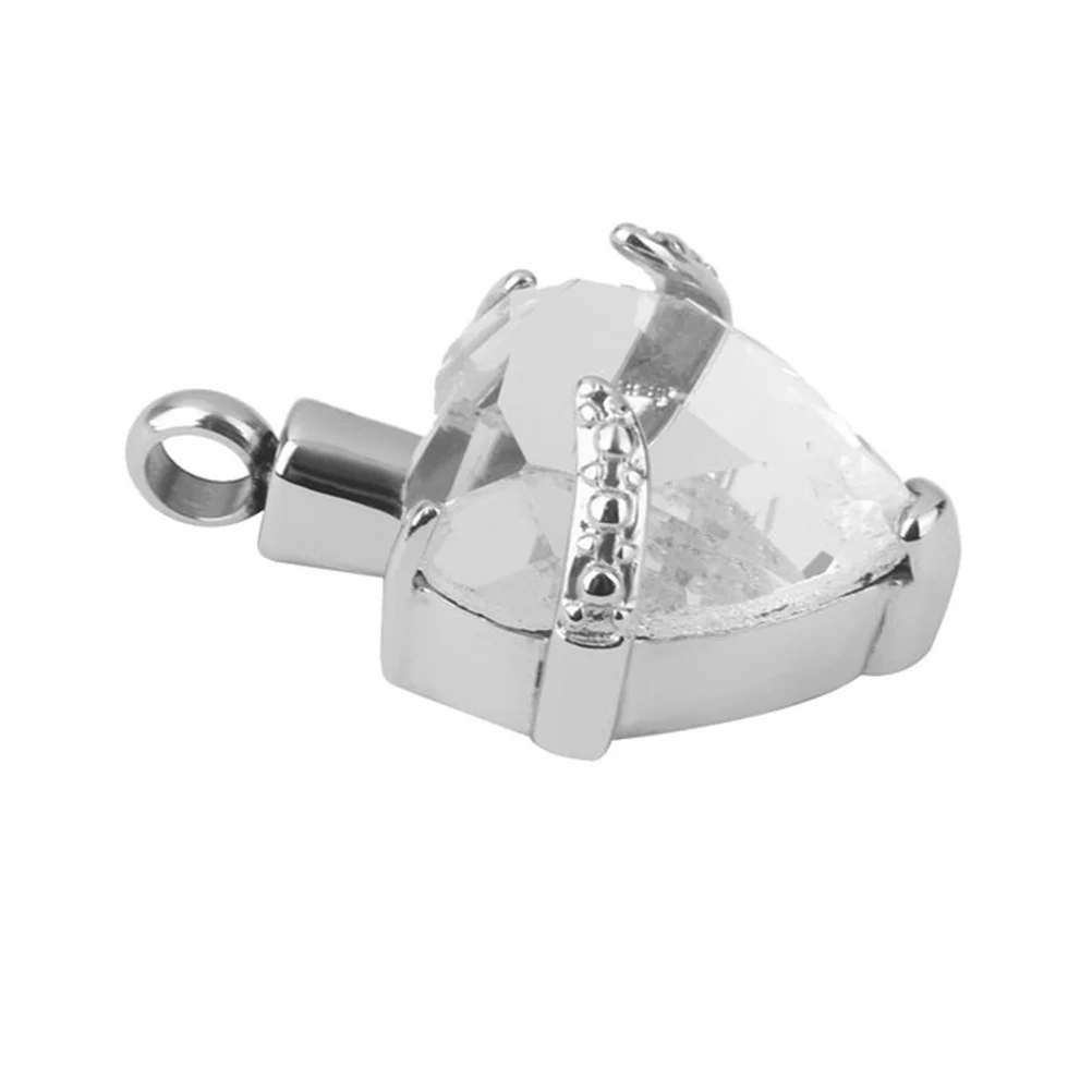 

Stainless Steel Heart Shape Crystal Ash Memorial Pendant Necklace Cremation Urn Keepsake Jewelry White Pendant