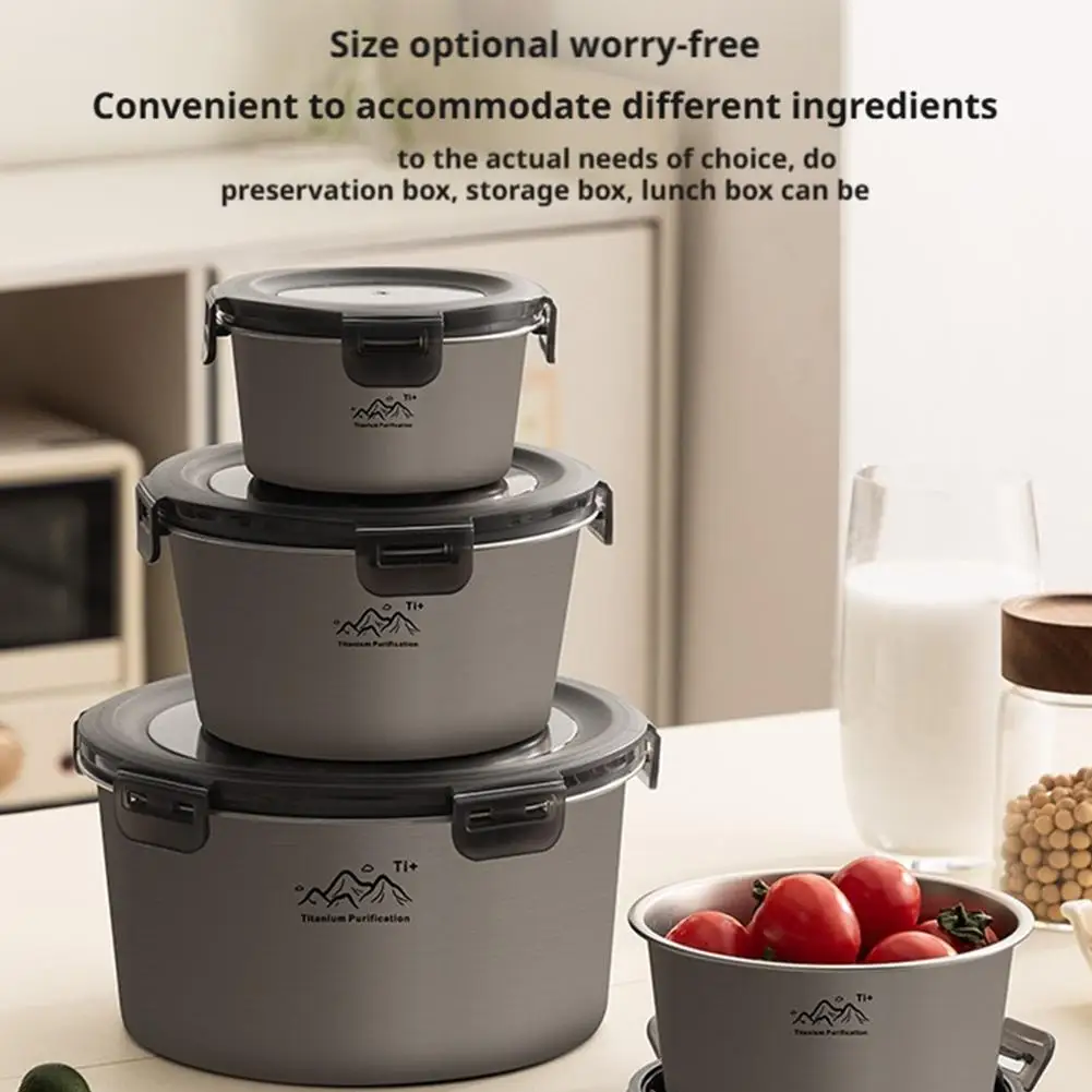 Rust Proof Titanium Ultralight Portable Food Sealing Bowl with Lid Fresh-keeping Portable Purification Dinner Box For Picnic gallery 1