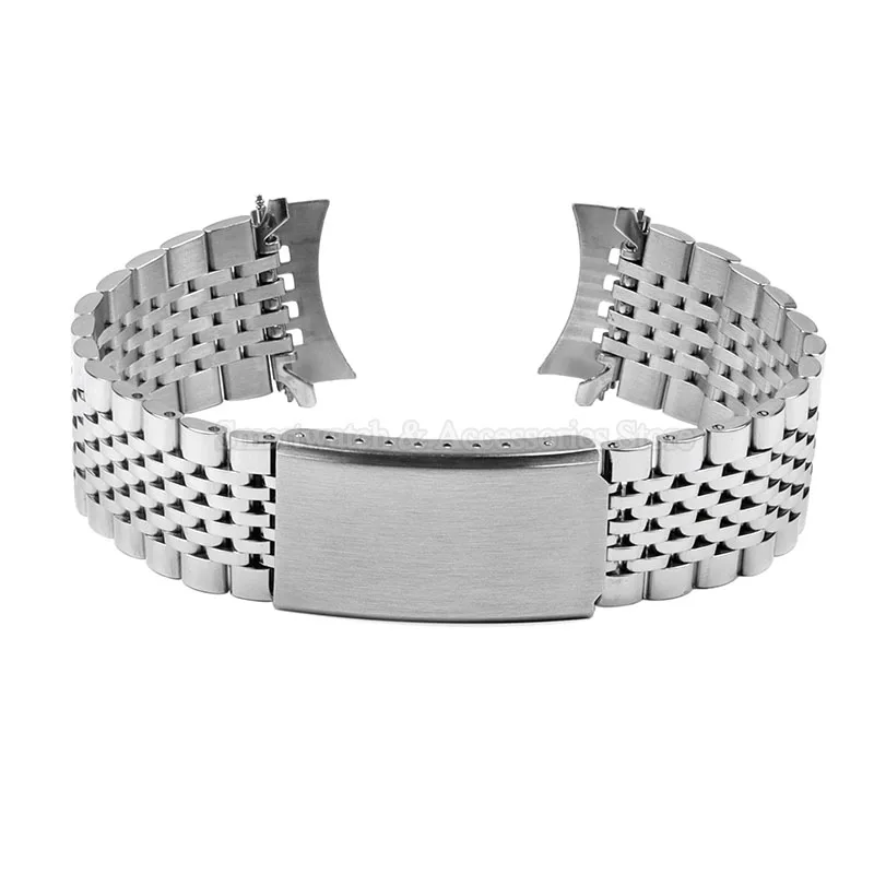 18mm 20mm 22mm Stainless Steel Watch Band for Seiko for Omega Wrist Band Curved End Men Sport Replacement Bracelet Folding Clasp