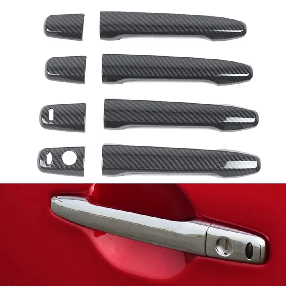 For Mitsubishi Lancer Evolution X EVO 2008-2017 Car Exterior Door Handle Moulding Cover Trim Decor Auto Carbon Fiber Style Black