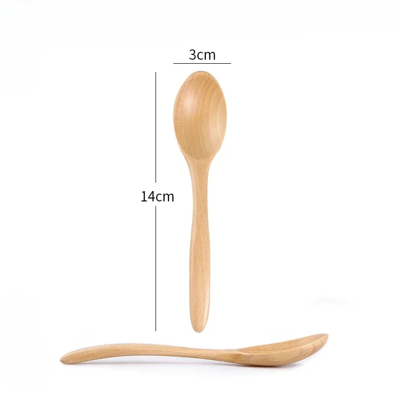 Log Color Wooden Spoon Japanese Style Natural Wood Rice Soup Coffee Dessert Children Spoon Seasoning Bento Spoon