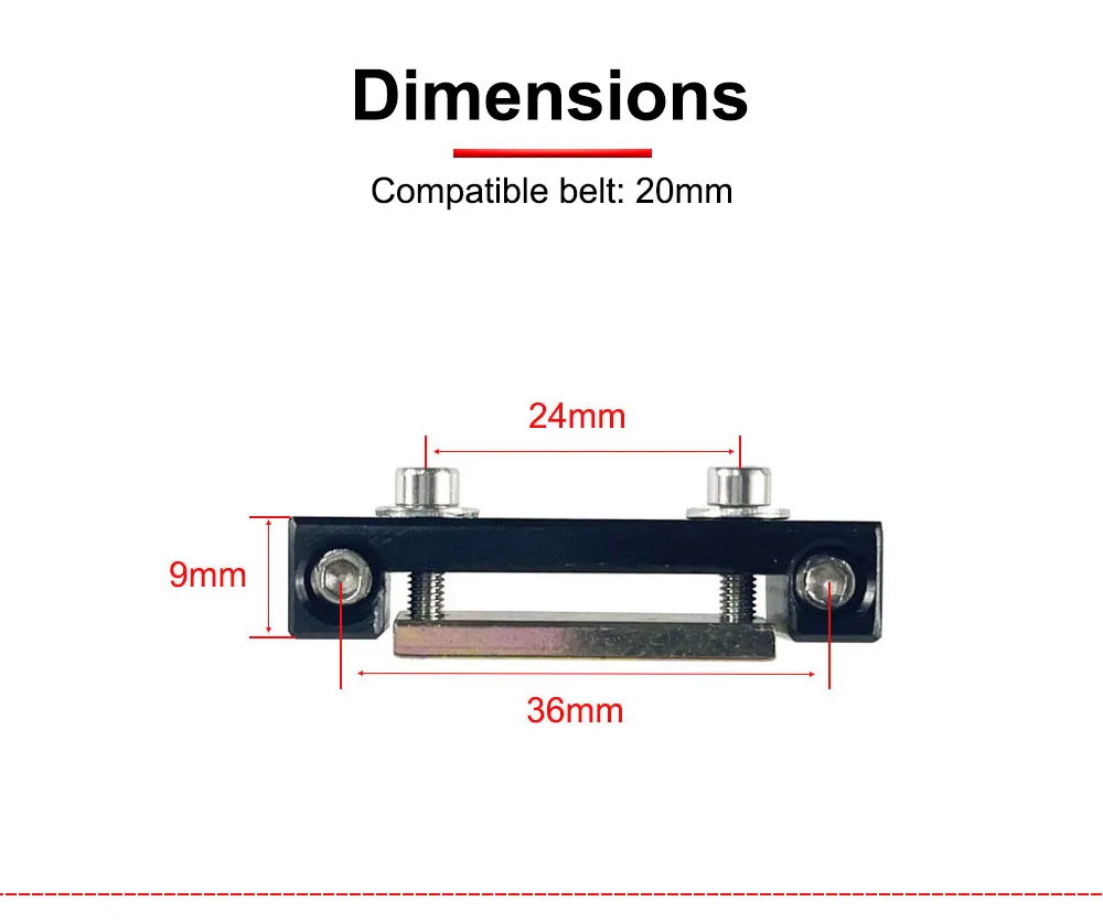 HUNST Riemenverschluss für offenes Zahnriemen-Getriebe mit einer Breite von 15 mm/20 mm für X/Y-Achsen-Hardware-Werkzeug, mechanische Teile – Detail 5