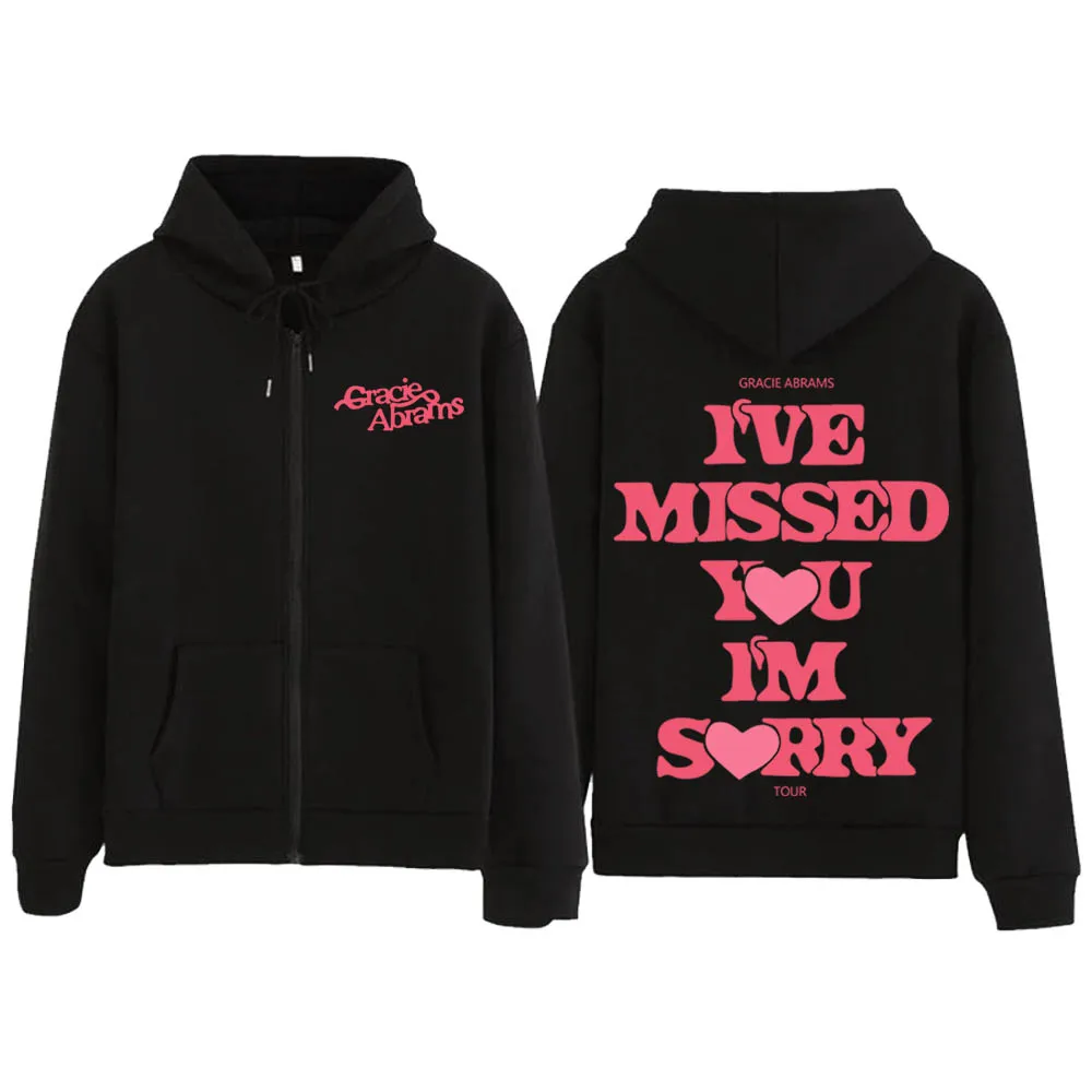 Gracie Abrams 2024 I Miss You I'm Sorry Zip Up Hoodie Gracie Abrams Zipper Graphic Men Women Sweatshirt Y2K Zip-up Jacket Coats