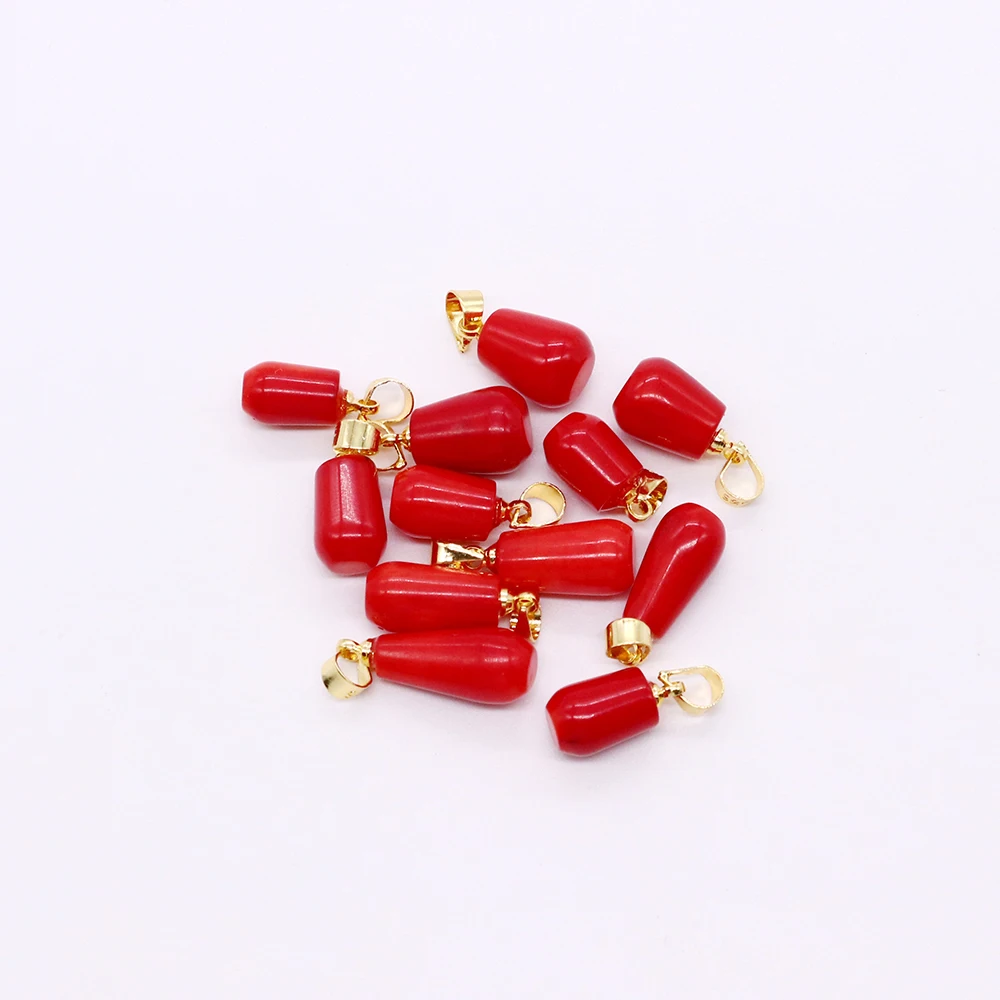 1 Piece Natural Red Coral Necklace Pendant Drop Shaped Coral Pendant In Zinc Alloy for DIY Necklace Earrings Jewellery Gifts