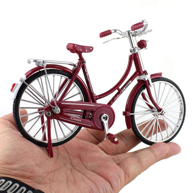 Mini 1:10 Alloy Model Bicycle Diecast Metal Finger Mountain Bike Retro Bike Adult Collectible Children Toy,Style 2 Red-SPMI