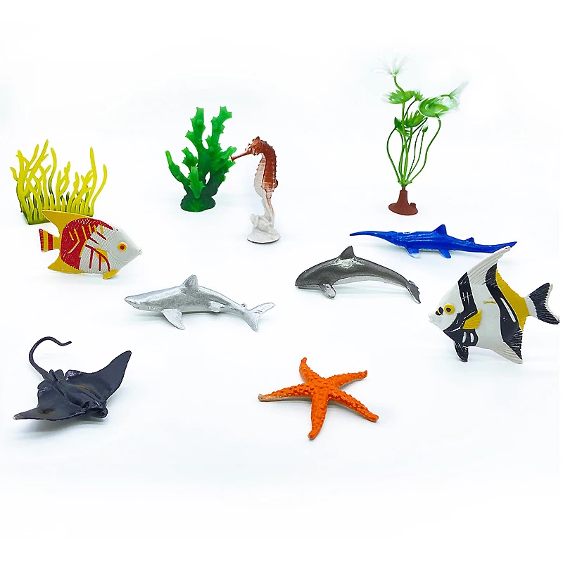 56pcsini Sea Life Animals Coral Octopus Nautiloidea Crab Starfish Ocean Model Action Figures Educational Collection Toy Kid