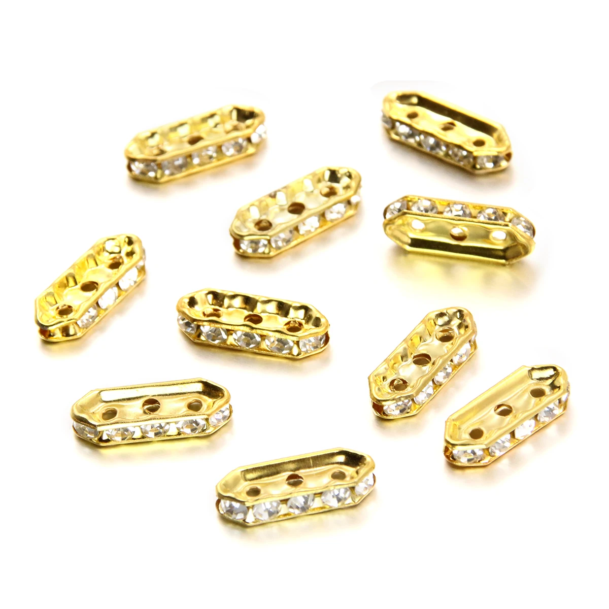 50Pcs 3 Size 2 Color Wholesale Rectangle Bead Charms Porous Connector For DIY Necklace Bracelets Jewelry Handmade Making