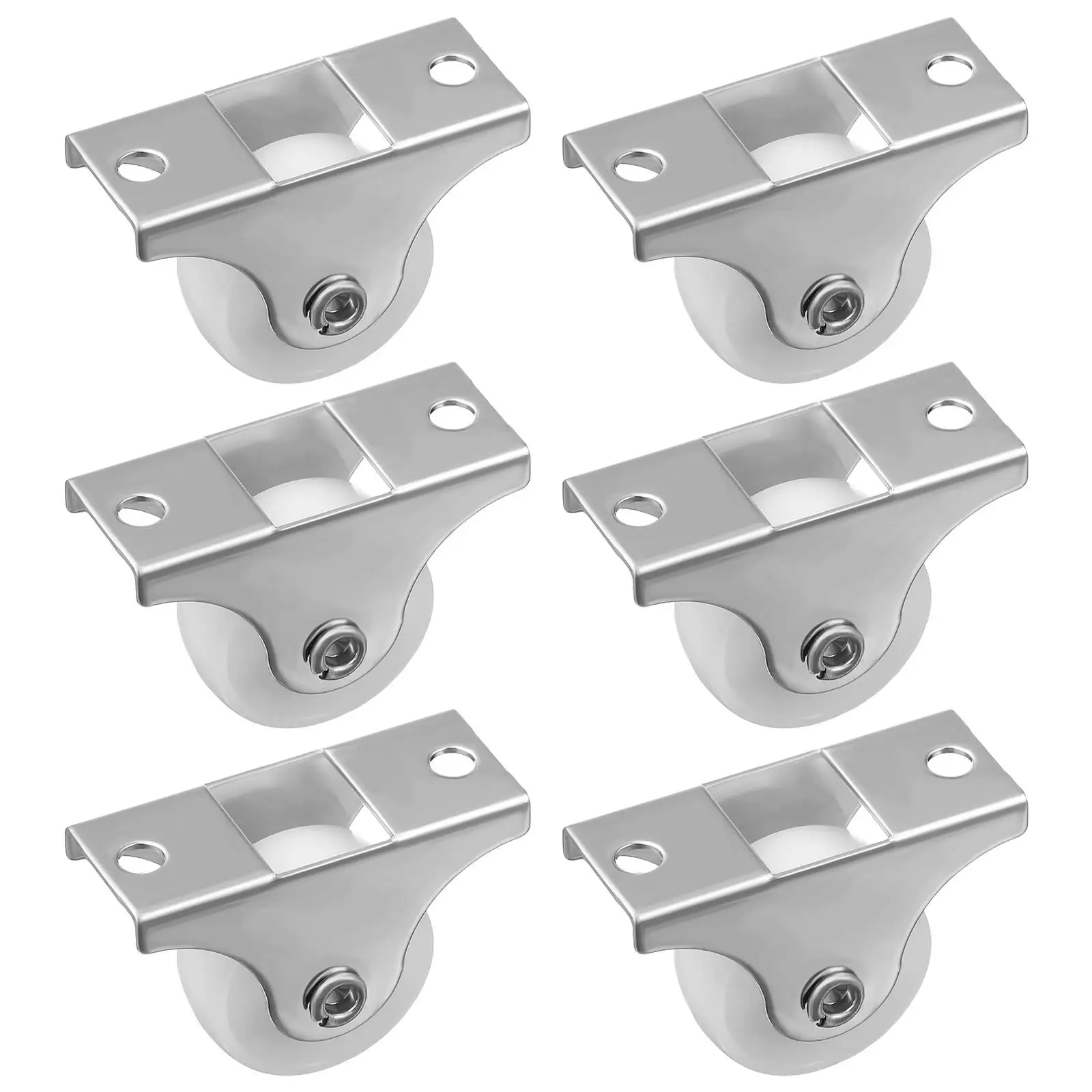 

16Pcs Plastic Caster Wheels With Metal Plate Furniture Drawer Casters Smooth Roller Runner For Box Trash Can Wood