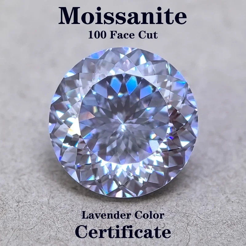 

Moissanite Stone 100 Faceted Cut Lavender Color Charms Gemstone DIY Ring Necklace Earrings Main Materials with Certificate