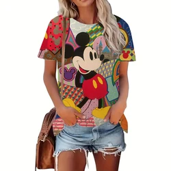 Sommer Frauen Kurzarm Oansatz Übergroßen T Shirt für Frauen Mode Damen T-shirt 3d Disney Mickey Maus Drucken Casual Top