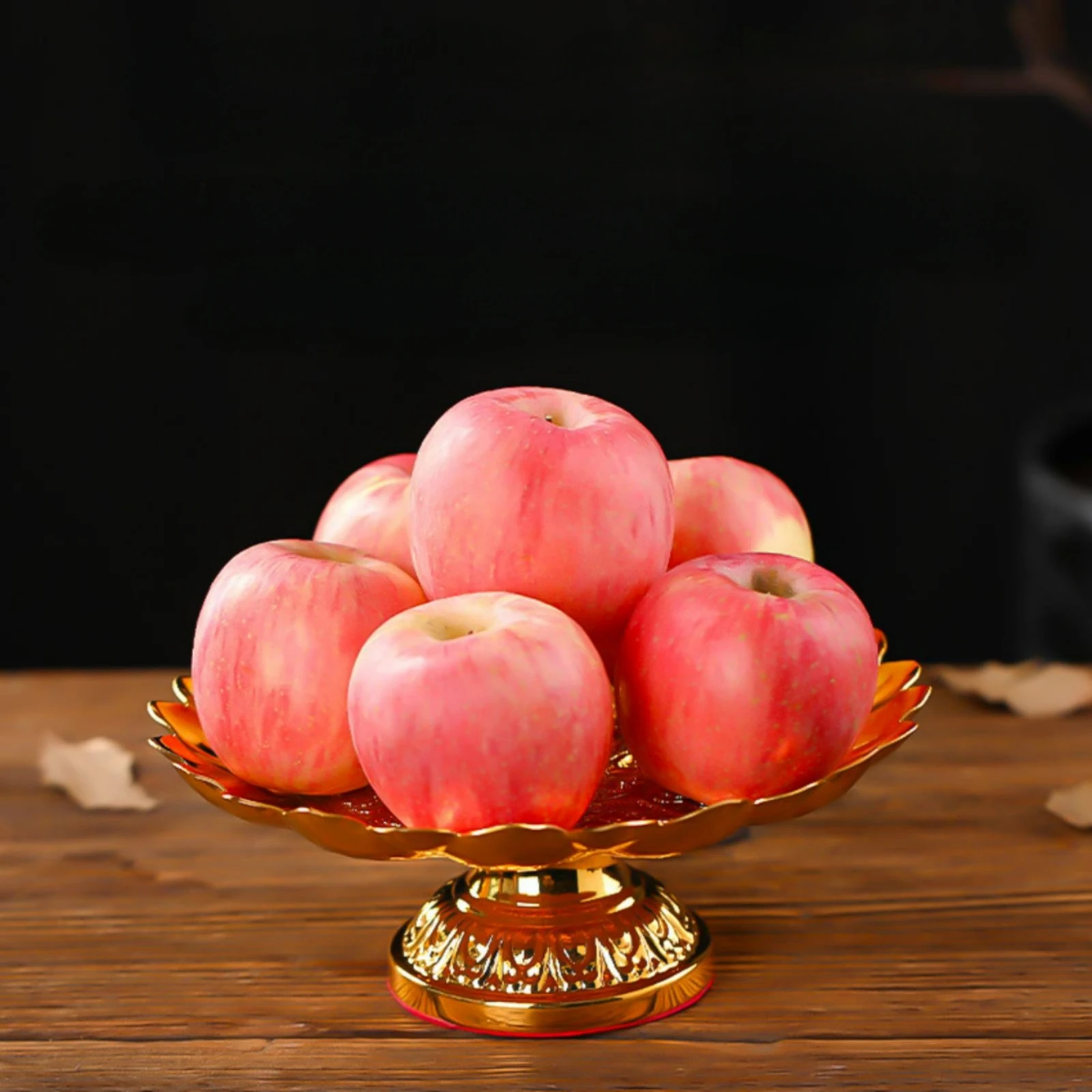 Lotus Offering Plate Decorative Buddhist Offering Plate Tray with Pedestal Reflective Glossy for Buddhists, Altar, Shrine