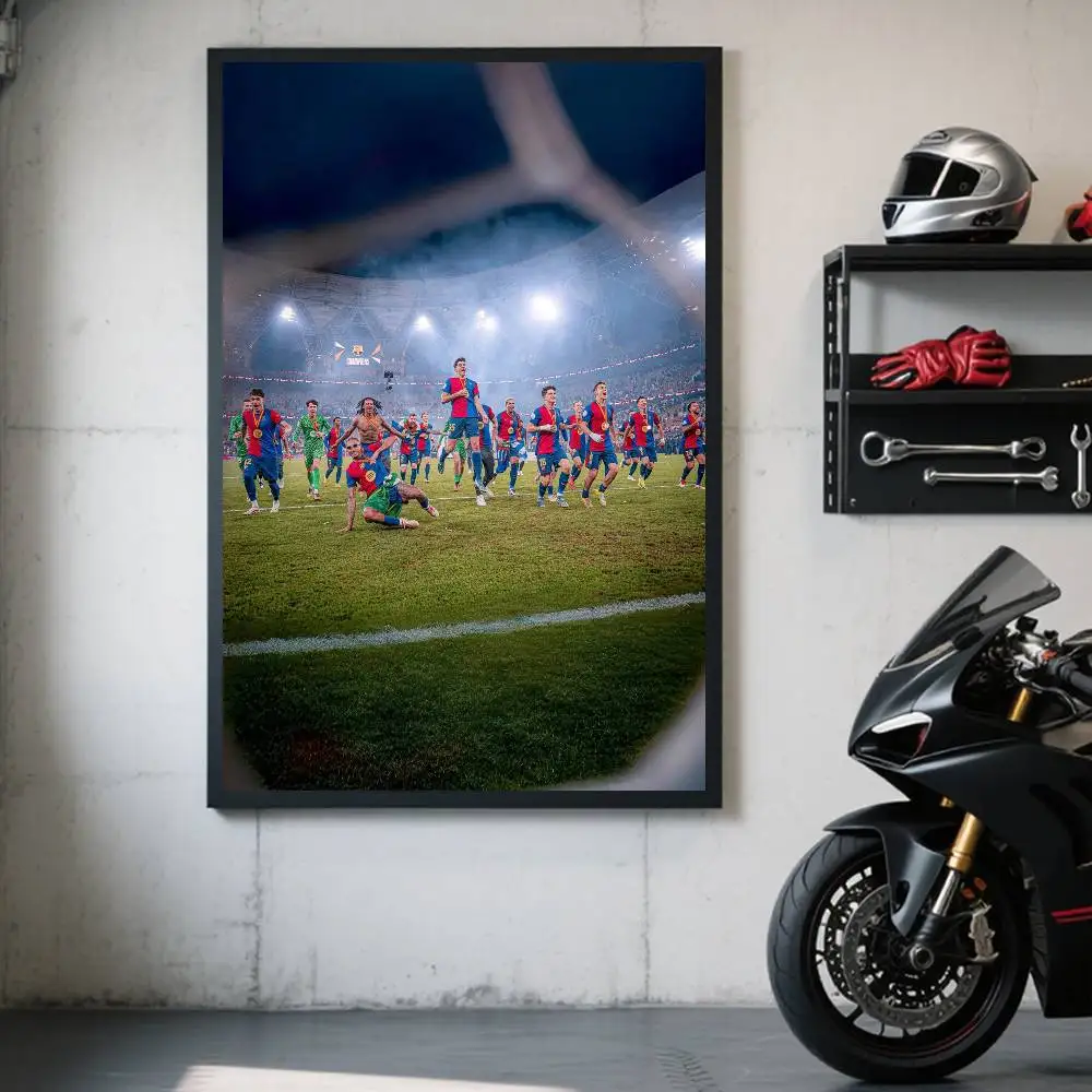 1 Stück FC Barcelona gewinnt den Titel Poster, selbstklebender, wasserfester Papieraufkleber, Wanddekoration für Kaffeehaus, Bar, Zimmer – Detail 10