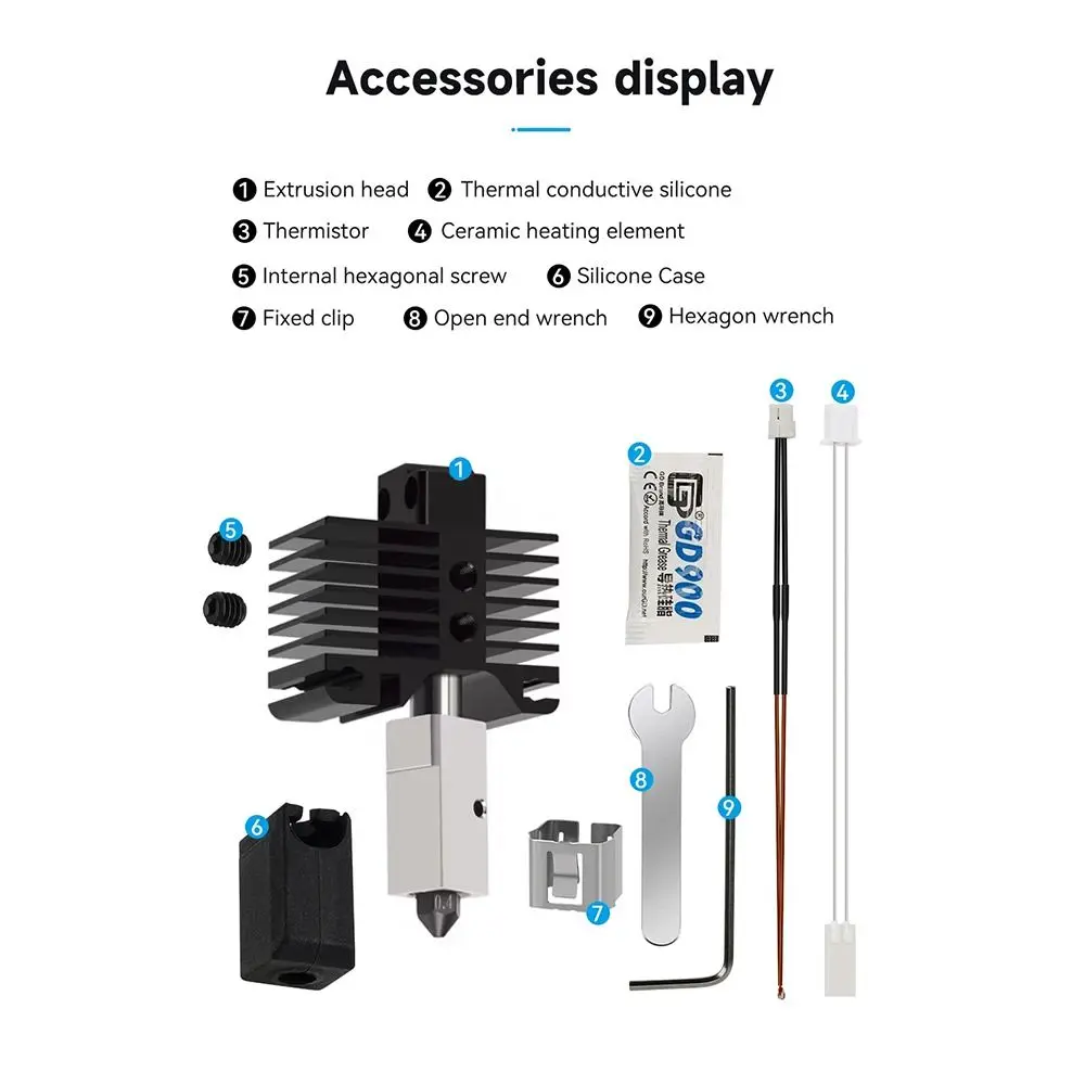 

Обновление V2.0, печатающая головка с горячим концом, термисторная насадка из закаленной стали, черные детали для 3D-печати Hotend для серии Bambu Lab X1/P1