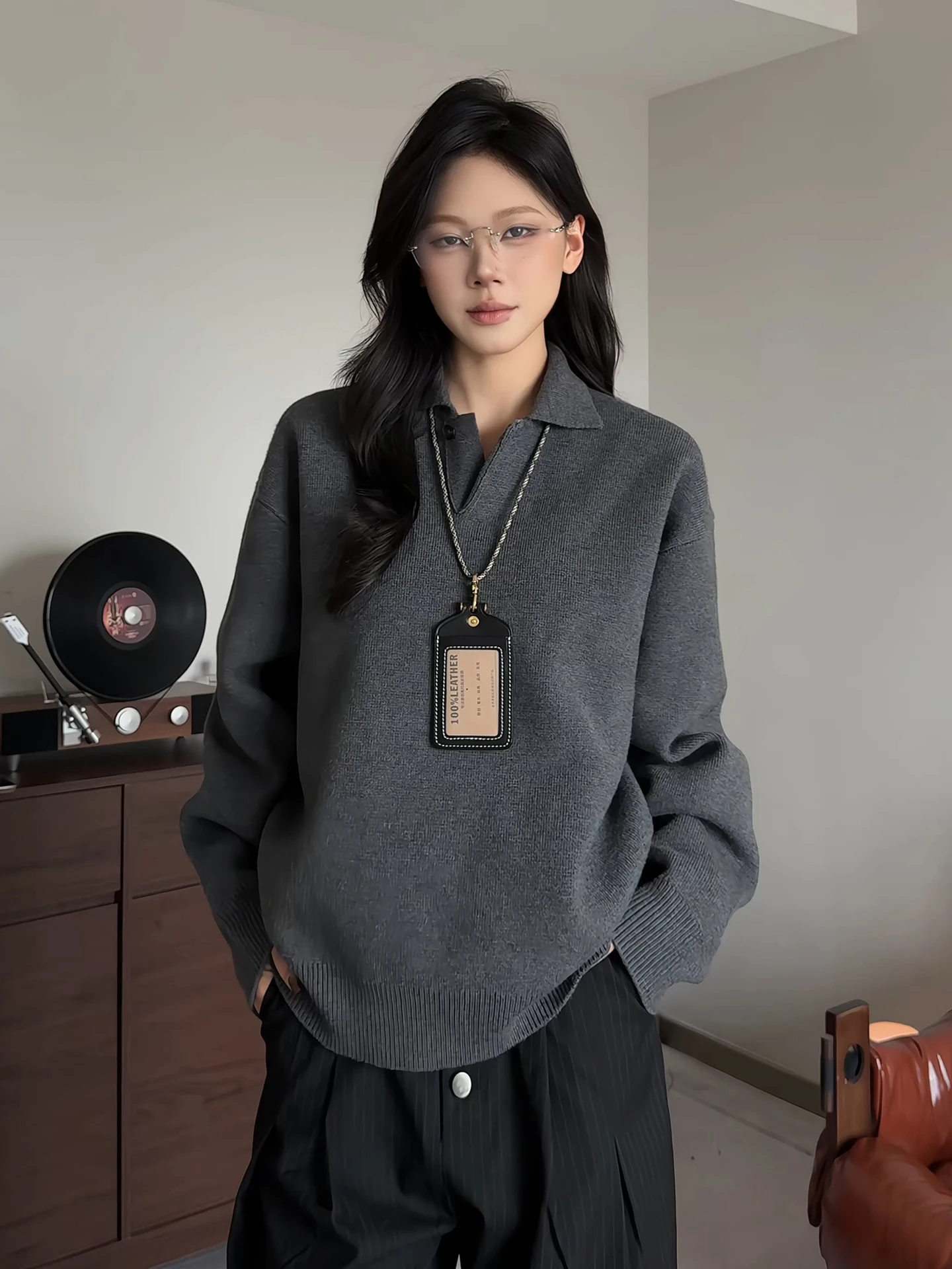 

Casual Sea Gull Collar Knitwear ex Autumn Winter Soft Warm V-Ne Long Sve irt Inner Wear Faionable Leisure S...