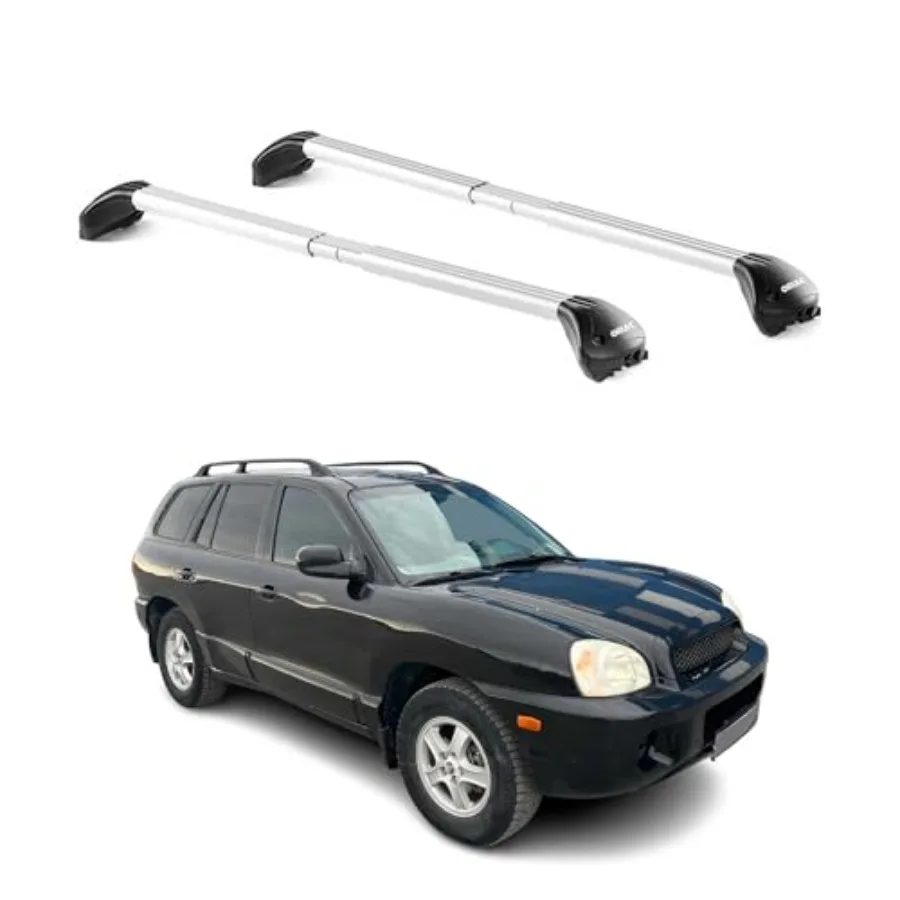 

Поперечные перекладины багажника на крышу для Hyundai Santa Fe 2001-2012 Сверхмощные телескопические 220 фунтов, алюминиевые, серебристые, 2 шт., подходят для грузовых переносок Kaya