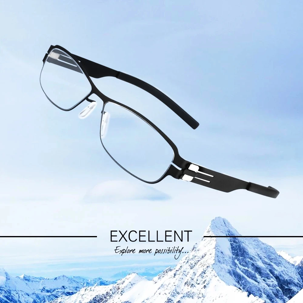 Germany Screwless Men Square Glasses Frame Fashion 1130 Small Size Eyeglasses Brand Design Ultralight Prescription Spectacles