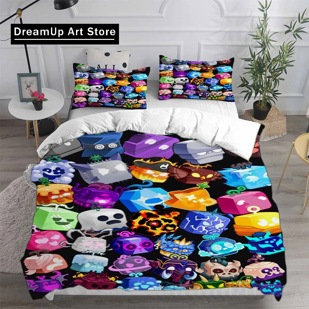 Blox Fruits Bedding Sets Bed Cover Comforter Duvet Cover Pillow Case 2-3 Pieces Sets Single Double Large Size Bedroom Decoration