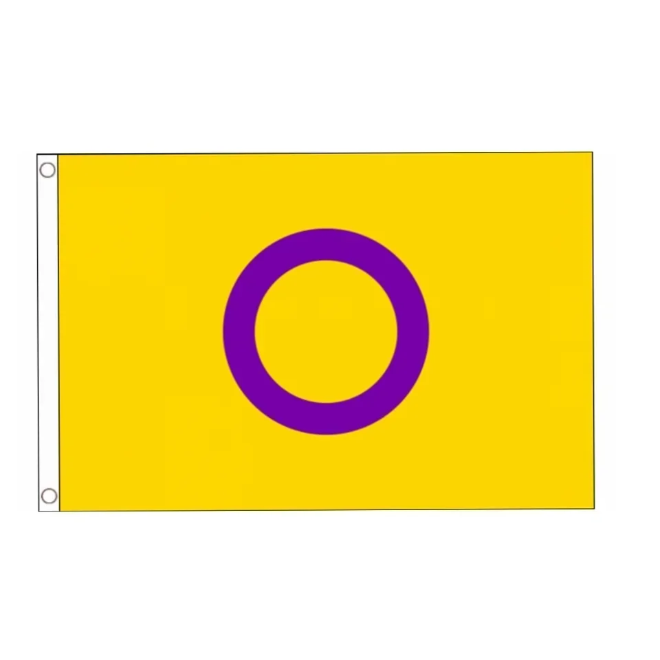 Intersex Progress Pride Flag 90x150cm- LGBTQ+ Vibrant Rainbow Hanging Flag Polyester