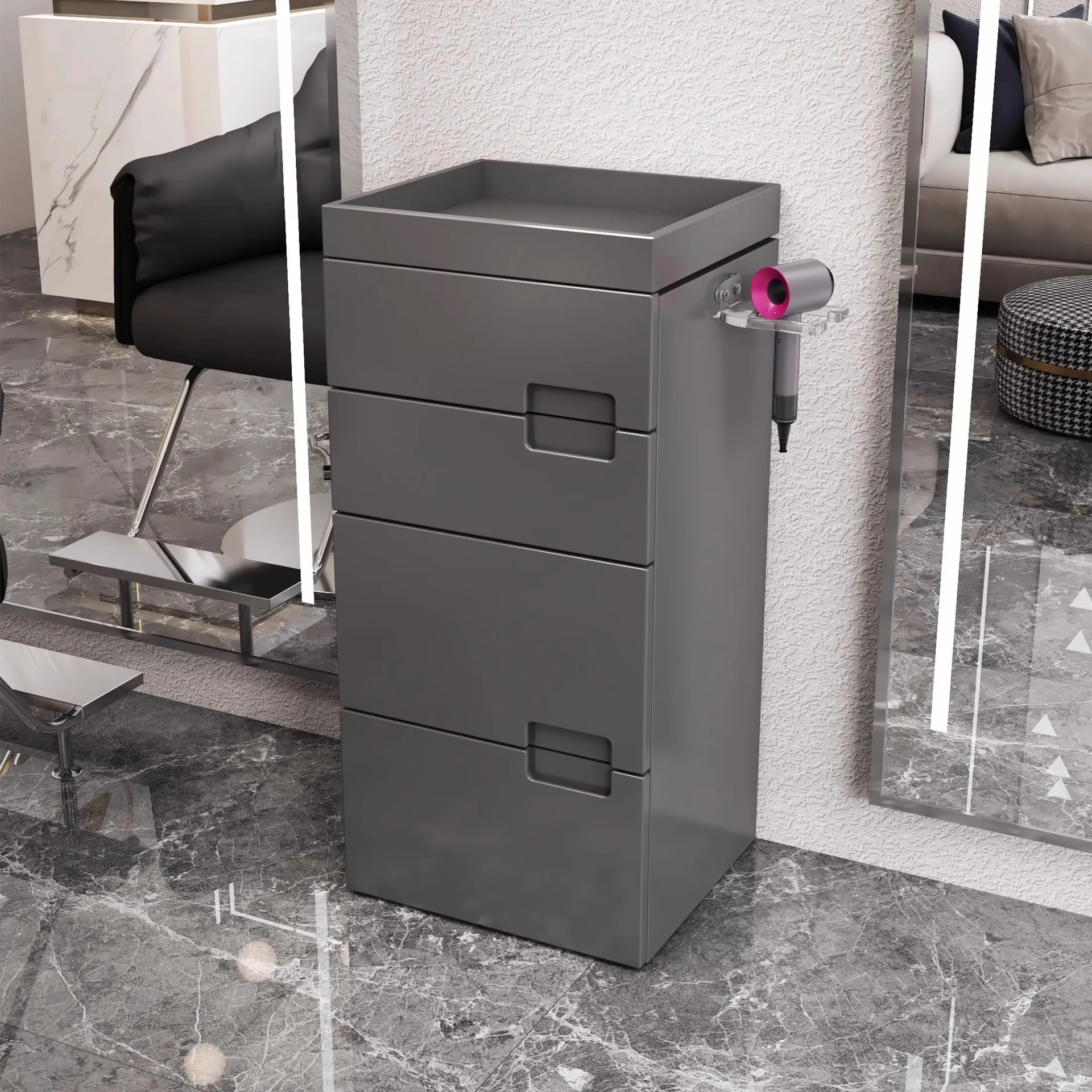

Hair Salon Tool Cabinet Hair Salon Work Haircut Storage Locker Hair Cutting Tool Cart Wooden Locker